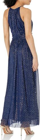London Times Women's Mesh Halter Maxi with Ruched Waistband Event Guest of Occasion Garden Party in Saudi Arabia