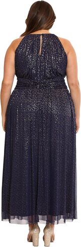 London Times Women's Mesh Halter Maxi with Ruched Waistband Event Guest of Occasion Garden Party in Saudi Arabia
