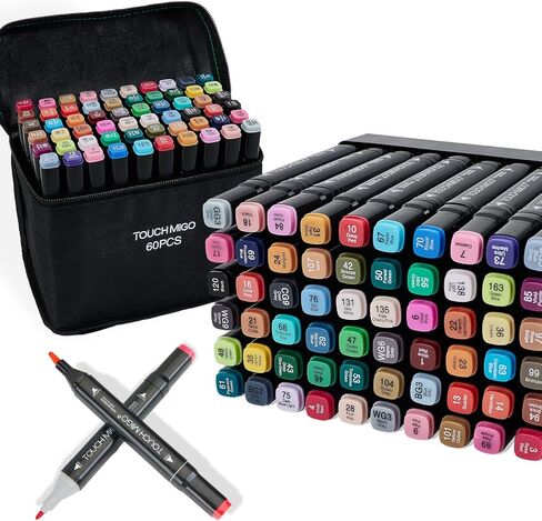 Alcohol Markers, 80-Color Double Tipped Art Marker Set for Artist Adults Coloring Illustrations Ideal for Book Painting and Card Making Includes Case for Easy Storage markers for adult coloring books in Saudi Arabia
