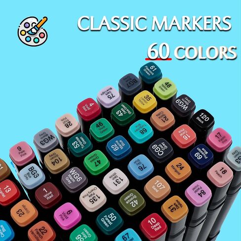 Alcohol Markers, 80-Color Double Tipped Art Marker Set for Artist Adults Coloring Illustrations Ideal for Book Painting and Card Making Includes Case for Easy Storage markers for adult coloring books in Saudi Arabia