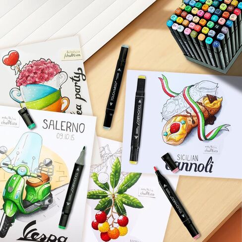 Alcohol Markers, 80-Color Double Tipped Art Marker Set for Artist Adults Coloring Illustrations Ideal for Book Painting and Card Making Includes Case for Easy Storage markers for adult coloring books in Saudi Arabia