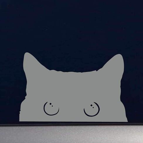 ملصق من الفينيل باللون الأسود للأماكن المغلقة والمفتوحة مقاس 15.24 سم من Curious Peeking Kitty Cat in Kuwait