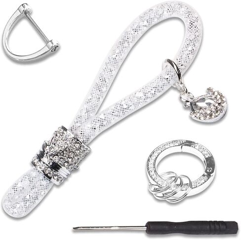 Crystal Bling Car Keychain for Women, Sparkly Rhinestones Key Fob Holder Accessories, Keychain Strap with Anti-Lost D-Ring in Saudi Arabia