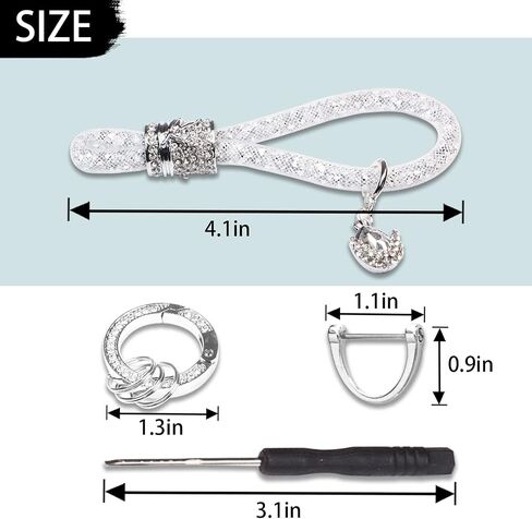 Crystal Bling Car Keychain for Women, Sparkly Rhinestones Key Fob Holder Accessories, Keychain Strap with Anti-Lost D-Ring in Saudi Arabia
