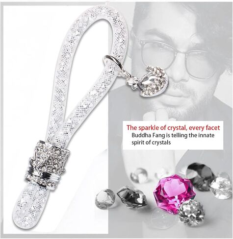 Crystal Bling Car Keychain for Women, Sparkly Rhinestones Key Fob Holder Accessories, Keychain Strap with Anti-Lost D-Ring in Saudi Arabia