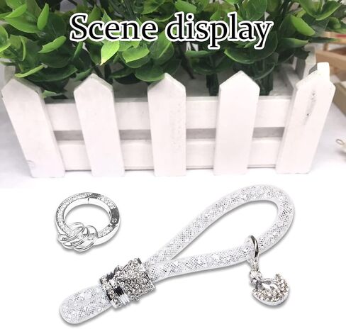 Crystal Bling Car Keychain for Women, Sparkly Rhinestones Key Fob Holder Accessories, Keychain Strap with Anti-Lost D-Ring in Saudi Arabia