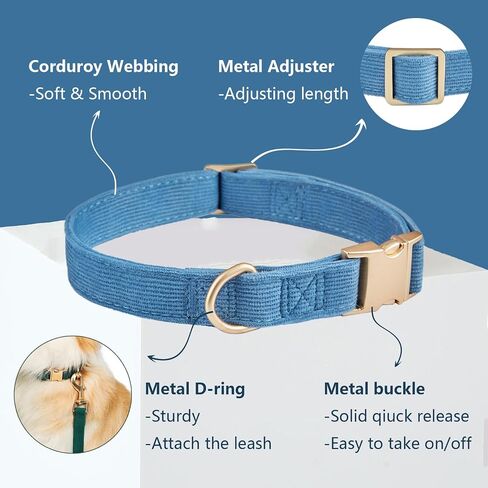 Soft Corduroy Dog Collar and Leash Set, Adjustable Cotton Dog Collars with Metal Buckle and Lead for Small Dogs,Beige in Saudi Arabia