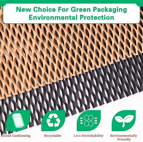 لفة ورق التعبئة على شكل قرص العسل من Larcenciel مقاس 38.1 سم × 98 بوصة مع ملصقات هشة، ورق تغليف أسود كرافت مبطن، مادة تعبئة قابلة للتحلل البيولوجي بديلة للفقاعات لتحريك شحن حشو التعبئة in Kuwait