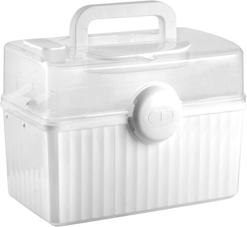 PENCK Empty Family First Box Aid Plastic Medicine Storage Container 3 Layers Portable Emergency Medical Organizer with Handle for Family, Office and Travel (Green-Clear) in Saudi Arabia