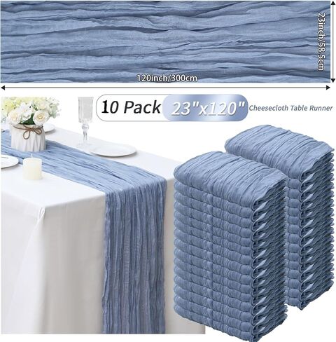 20 Pcs Lavender 10FT Cheesecloth Table Runner 23"x120" Boho Gauze Table Runner Rustic Sheer Runner Romantic Cheese Cloth Long Table Runner for Wedding Arch Bridal Baby Shower Birthday Party Décor in Saudi Arabia