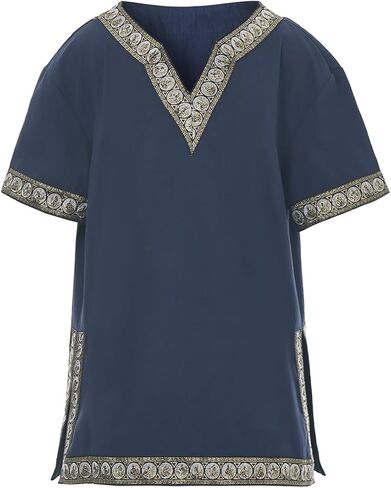 Boys Renaissance Viking Pirate V Neck Shirt Medieval Knight Costume Tops in Saudi Arabia