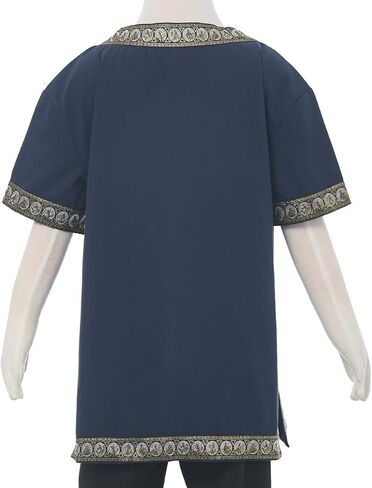 Boys Renaissance Viking Pirate V Neck Shirt Medieval Knight Costume Tops in Saudi Arabia