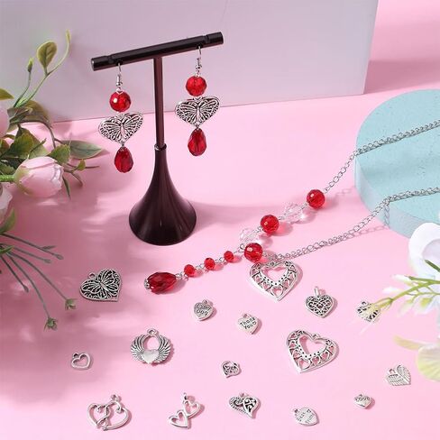 SUNNYCLUE 1 Box 90Pcs 15 Styles Heart Charms Hearts Charm Valentine's Day Assorted Love Charms Collection Tibetan Style Alloy Mother's Day Charm for Jewelry Making Charms Valentine Gifts DIY Crafting in Saudi Arabia