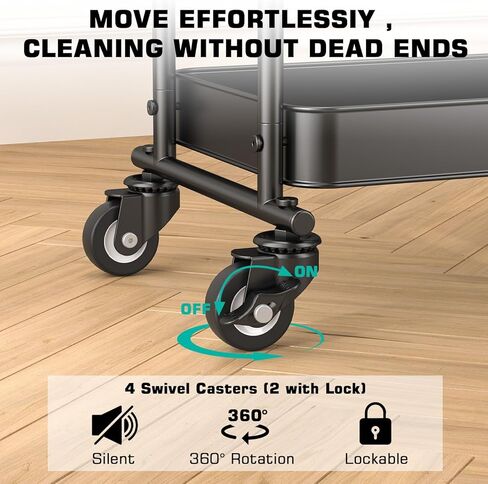 عربة YASONIC ذات 3 طبقات، عربة أدوات معدنية مع 3 أكواب تعليق و4 خطافات، منظم عربة تخزين شبكي مطور، سهلة التجميع، عربات دوارة بعجلات للمطبخ المكتبي in Kuwait