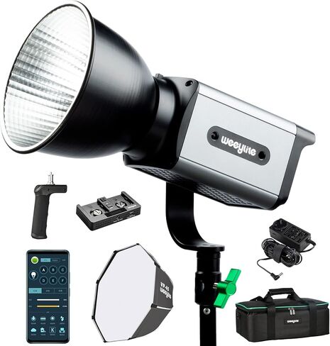 Weeylite المحمولة 60W Studio COB LED ضوء مستمر للفيديو مع Softbox، 2500K-8500K CRI 95+ مجموعة إضاءة ثنائية اللون قابلة للتعتيم مع التطبيق/جهاز التحكم عن بعد لتصوير الفيديو على YouTube in Kuwait