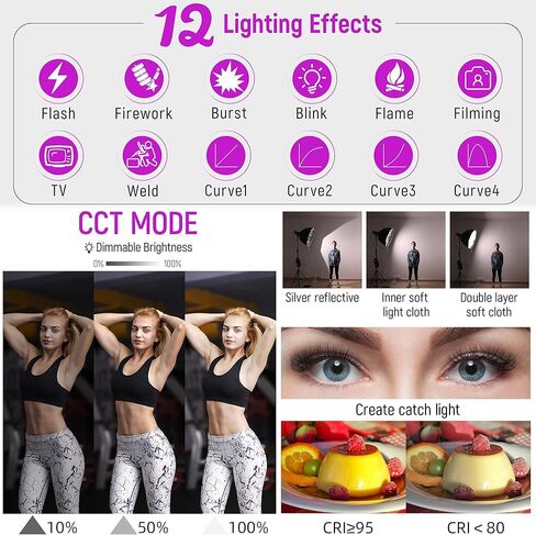 Weeylite المحمولة 60W Studio COB LED ضوء مستمر للفيديو مع Softbox، 2500K-8500K CRI 95+ مجموعة إضاءة ثنائية اللون قابلة للتعتيم مع التطبيق/جهاز التحكم عن بعد لتصوير الفيديو على YouTube in Kuwait