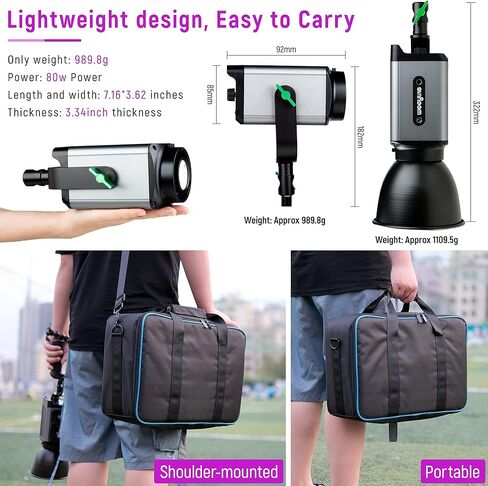 Weeylite المحمولة 60W Studio COB LED ضوء مستمر للفيديو مع Softbox، 2500K-8500K CRI 95+ مجموعة إضاءة ثنائية اللون قابلة للتعتيم مع التطبيق/جهاز التحكم عن بعد لتصوير الفيديو على YouTube in Kuwait