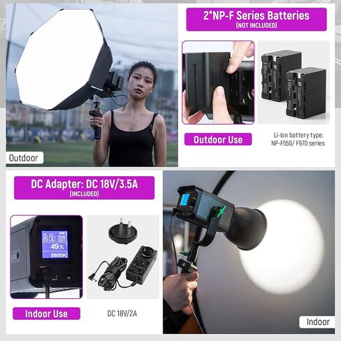 Weeylite المحمولة 60W Studio COB LED ضوء مستمر للفيديو مع Softbox، 2500K-8500K CRI 95+ مجموعة إضاءة ثنائية اللون قابلة للتعتيم مع التطبيق/جهاز التحكم عن بعد لتصوير الفيديو على YouTube in Kuwait