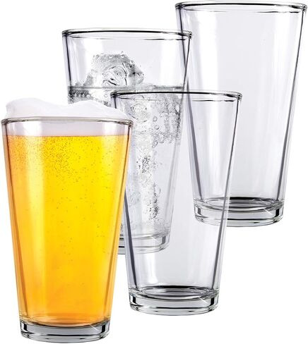 Pint Beer Glasses Set of 2 – 16 oz Tall Clear Drinking Glasses and All Purpose Tumblers – Heavy Base Cocktail, Water, Juice Glass – Pub Style Design For Home Dining, Bars, and Parties in Saudi Arabia