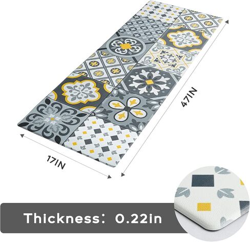 Ashler Kitchen Mats Cushioned Anti-Fatigue Kitchen Rugs, Non-Slip Waterproof Kitchen Floor Mats, Ergonomic Comfort Foam Standing Rug for Kitchen, Office, Floor, Laundry, Sink, 17x47 in, Light Grey in Saudi Arabia