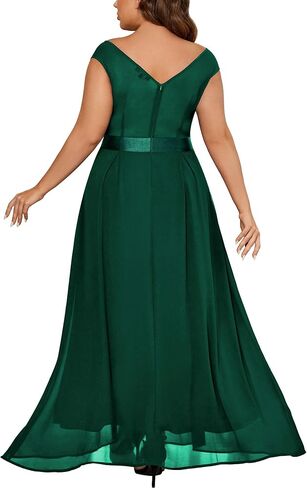 Miusol Women's Plus Size Elegant Lace Contrast Sequin V-Neck Floral Formal Evening Maxi Dress in Saudi Arabia