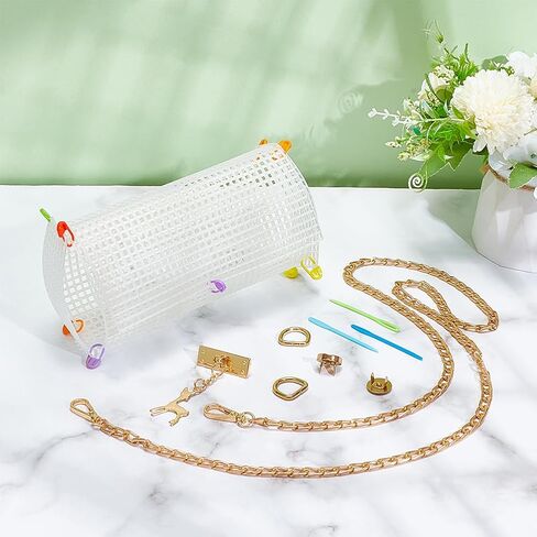 WADORN DIY Knitting Crochet Bags Kit, Acrylic Yarns Weaving Bag Making Materials Blank Mesh Plastic Canvas Sheets for Embroidery Cross Stitch DIY Women Handmade Bag Making Accessories, 7.2x4.2 Inch in Saudi Arabia
