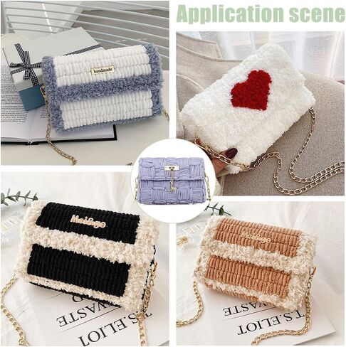 WADORN DIY Knitting Crochet Bags Kit, Acrylic Yarns Weaving Bag Making Materials Blank Mesh Plastic Canvas Sheets for Embroidery Cross Stitch DIY Women Handmade Bag Making Accessories, 7.2x4.2 Inch in Saudi Arabia