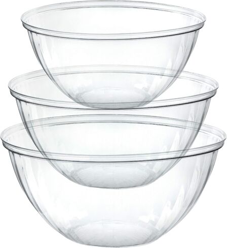PLASTICPRO Disposable 150 Ounce Round Crystal Clear Plastic Serving Bowls for Snack or Chip ,Candy Dish, Party Salad Container Pack of 2 in Saudi Arabia