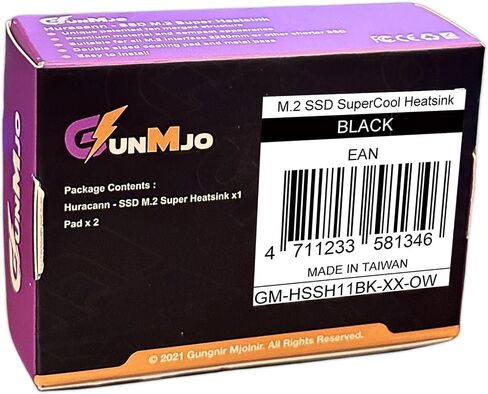 GUNMJO M.2 2280 SSD Heatsink, 20mm Built-in Cooling Fan, Aluminum Plate-Fin Design, with Thermal pad for AI and Gaming PC, Black in Saudi Arabia