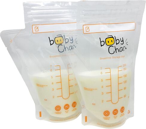 Baby Chan Breast Milk Storage Bags, 100 Count (2 Packs of 50 Bags) with Double Zipper Seal and Convenient Pour Spout, Excellent for Storing and Freezing Breastmilk, Pre-sterilized, BPA and BPS-Free in Saudi Arabia