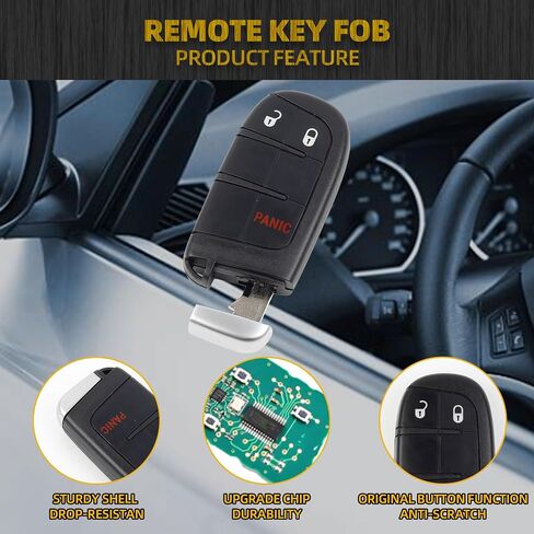 قطعتان من قطع المفاتيح البديلة من Dasbecan متوافقة مع Chrysler 300 2011- 2018، Dodge Charger 2011-2018، Challenger 2015-2018، Dart 2014-2016، Journey 2011-2020 تحل محل M3N-40821302 3 أزرار in Saudi Arabia