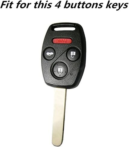 Leather for Honda Accord Crosstour CR-V Civic Pilot Element Remote 4 Buttons Key Case Holder Cover Fob Chain (Black) in Saudi Arabia