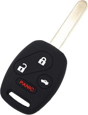Leather for Honda Accord Crosstour CR-V Civic Pilot Element Remote 4 Buttons Key Case Holder Cover Fob Chain (Black) in Saudi Arabia