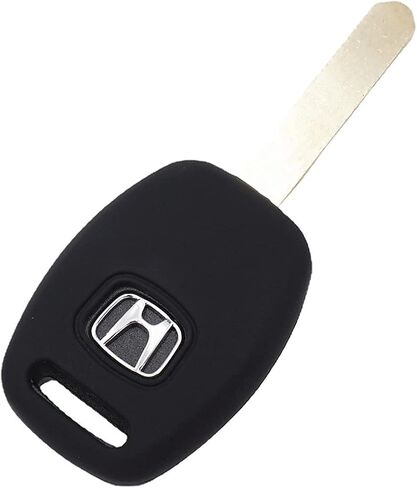 Leather for Honda Accord Crosstour CR-V Civic Pilot Element Remote 4 Buttons Key Case Holder Cover Fob Chain (Black) in Saudi Arabia