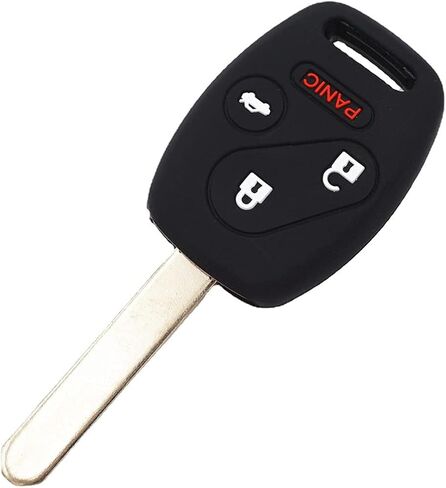 Leather for Honda Accord Crosstour CR-V Civic Pilot Element Remote 4 Buttons Key Case Holder Cover Fob Chain (Black) in Saudi Arabia