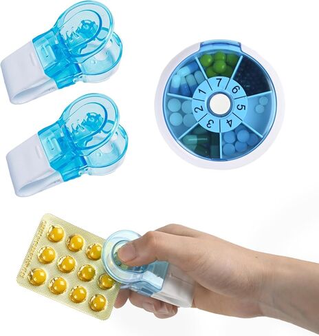 2Pcs Portable Travel Pill Taker + 1 Pcs Pill Organizer, Weekly Pill Organizer, Pill Box, Medicine Organizer, Pill Case, Pill Container, Pill Box 7 Day, Pill Holder, Travel Pill Case in Kuwait