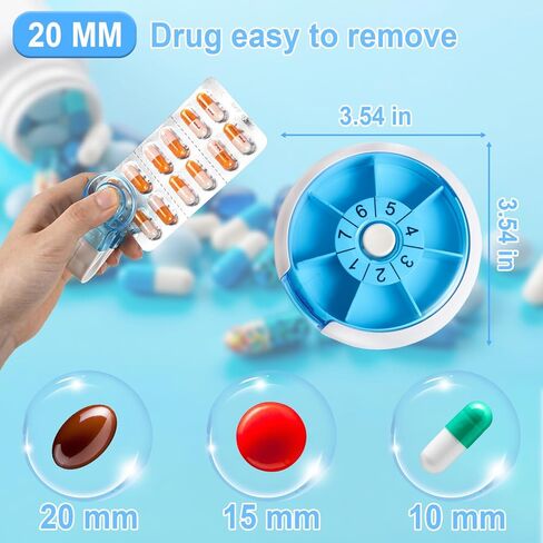 2Pcs Portable Travel Pill Taker + 1 Pcs Pill Organizer, Weekly Pill Organizer, Pill Box, Medicine Organizer, Pill Case, Pill Container, Pill Box 7 Day, Pill Holder, Travel Pill Case in Kuwait
