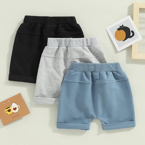 Baby Boys' 3-Pack Pull-on Jogger Shorts Knit Shorts Classic Fit Elastic Waist Toddler Shorts Kids Multipacks Pants in Saudi Arabia