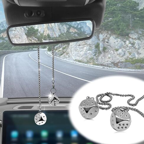 Creative Hanging Dice with Dots Metal Dice Car Rear View Mirror Pendant, Automotive Mirror Hanging Pendant Car Accessories for Car Interior Ornament Decoration(Colorful) in Saudi Arabia