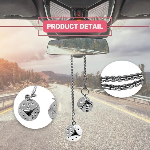 Creative Hanging Dice with Dots Metal Dice Car Rear View Mirror Pendant, Automotive Mirror Hanging Pendant Car Accessories for Car Interior Ornament Decoration(Colorful) in Saudi Arabia
