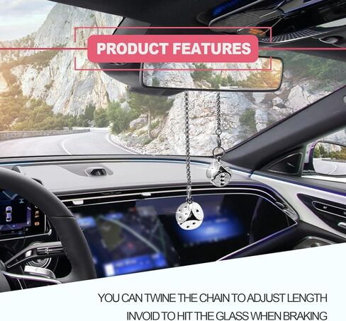 Creative Hanging Dice with Dots Metal Dice Car Rear View Mirror Pendant, Automotive Mirror Hanging Pendant Car Accessories for Car Interior Ornament Decoration(Colorful) in Saudi Arabia