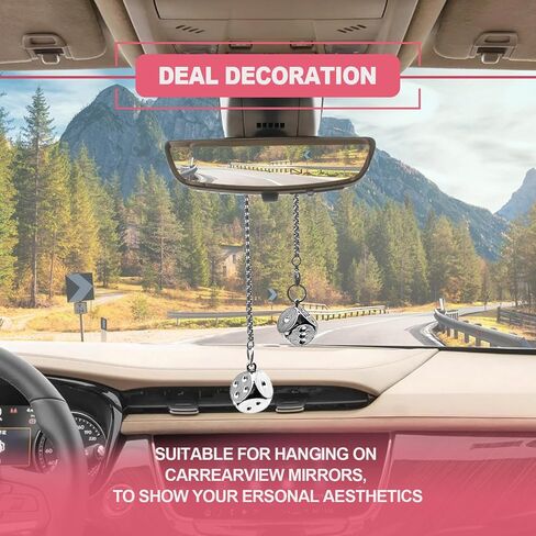 Creative Hanging Dice with Dots Metal Dice Car Rear View Mirror Pendant, Automotive Mirror Hanging Pendant Car Accessories for Car Interior Ornament Decoration(Colorful) in Saudi Arabia