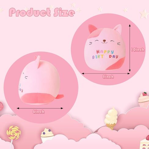 Birthday Cute Cat Plush Soft Kitty Plush Pillows Lifelike Cat Shape Design Plushie Gifts for Kids Girls (Pink, 10 Inch) in Saudi Arabia