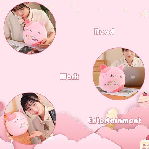 Birthday Cute Cat Plush Soft Kitty Plush Pillows Lifelike Cat Shape Design Plushie Gifts for Kids Girls (Pink, 10 Inch) in Saudi Arabia