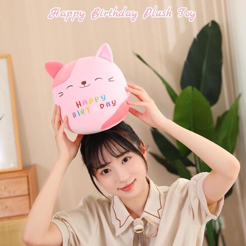 Birthday Cute Cat Plush Soft Kitty Plush Pillows Lifelike Cat Shape Design Plushie Gifts for Kids Girls (Pink, 10 Inch) in Saudi Arabia