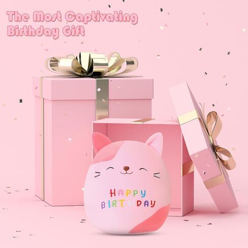 Birthday Cute Cat Plush Soft Kitty Plush Pillows Lifelike Cat Shape Design Plushie Gifts for Kids Girls (Pink, 10 Inch) in Saudi Arabia