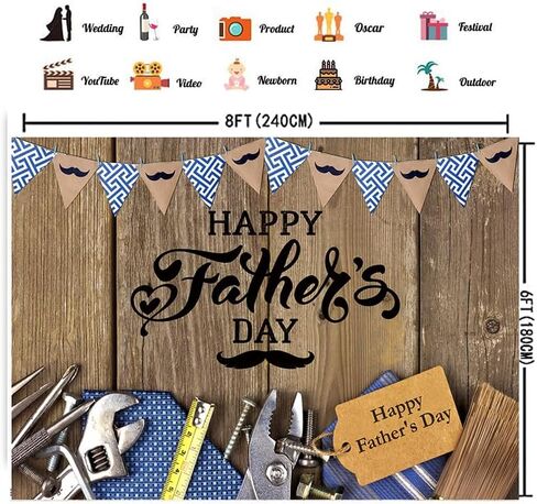 CHAIYA 7x5ft Happy Father's Day Background Fixing Tools Retro Wood Backdrops Father's Day Party Banner Studio Props CY-221 in Saudi Arabia