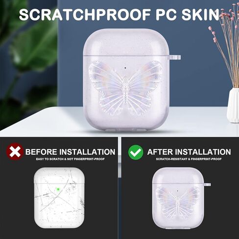 حافظة ليزر لامعة لأجهزة AirPods 2/1 مع سوار معصم لؤلؤي وسلسلة مفاتيح حافظة واقية ناعمة من مادة TPU للنساء والفتيات والأطفال متوافقة مع AirPod 2nd & 1st Gen - أرجواني أرجواني in Kuwait