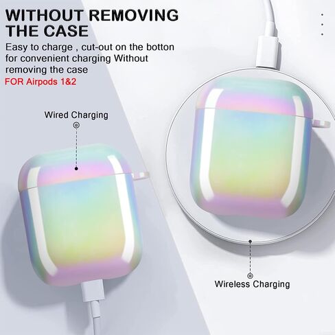Glitter Laser Case for AirPods 2/1 with Pearl Wrist Bracelet Chain Keychain Soft TPU Protective Case for Women Girls Kids Cover Compatible with AirPod 2nd &1st Gen -Lilac Purple in Saudi Arabia