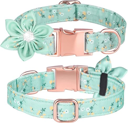 Serijoars Cute Girl Dog Collars for Small Medium Large Dogs, Floral Patterns Female Dog Collar with Detachable Rhinestone Flower for Female Dogs (M, Purple) in Saudi Arabia
